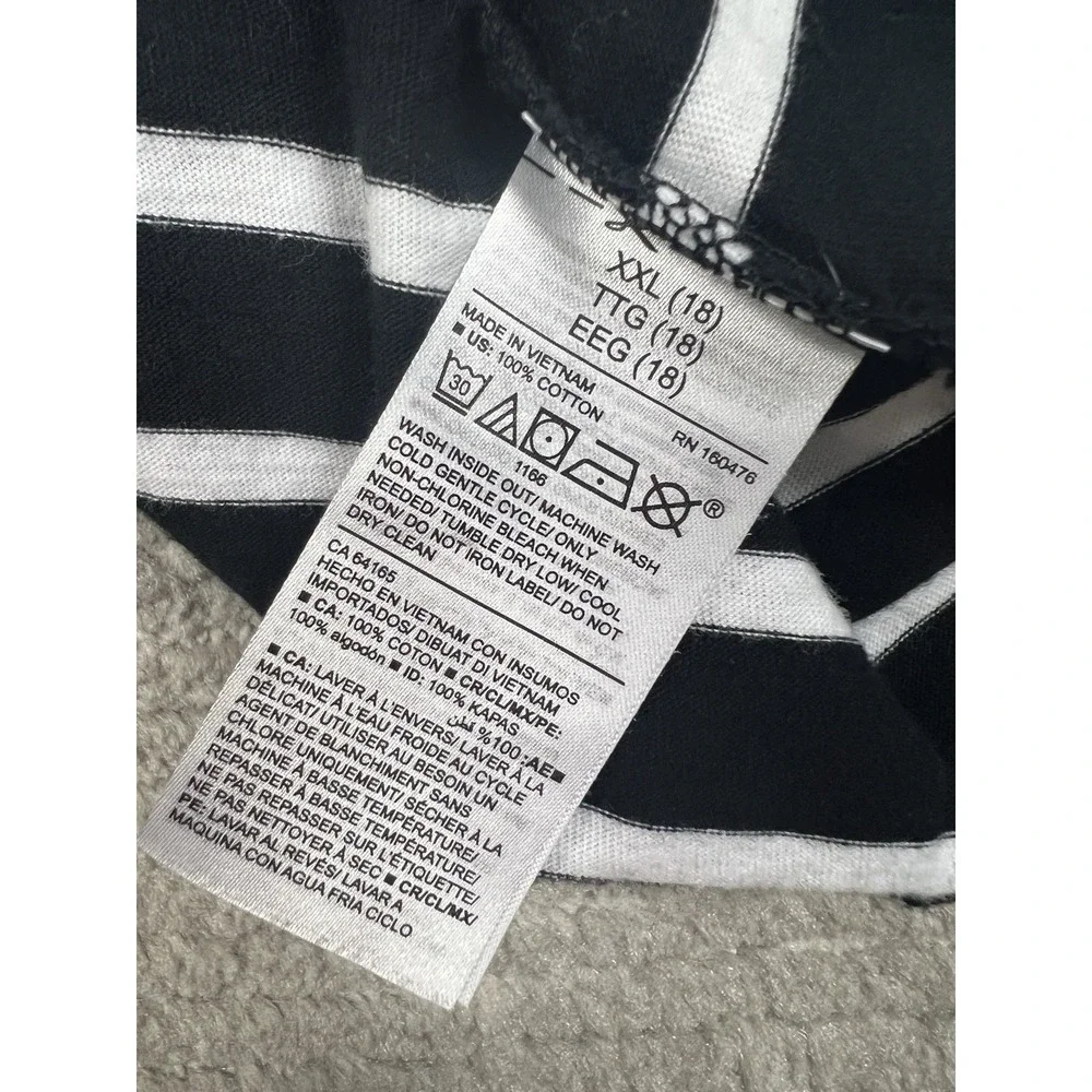 Old Navy Dress Girls XXL 18 Black and White Striped‎ Short Sleeve Elastic Waist
